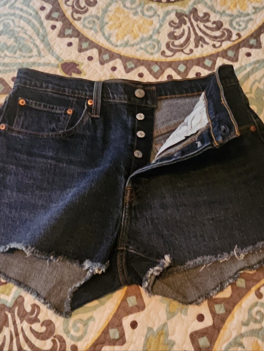 Levi's 501  Dark Blue Button-Fly Denim Cutoff Shorts